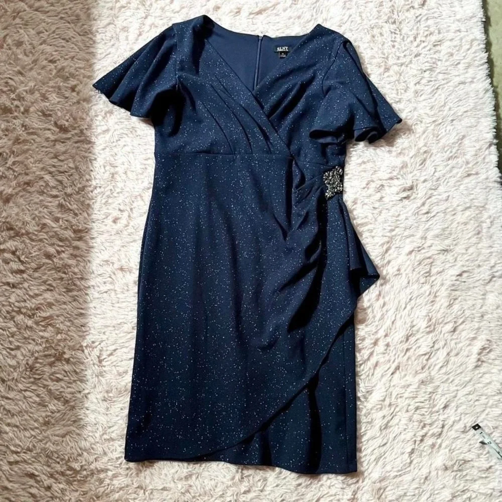 Navy Glamour Celestial Formal Mother of the‎ Bride Dress Womens 16 Whimsical